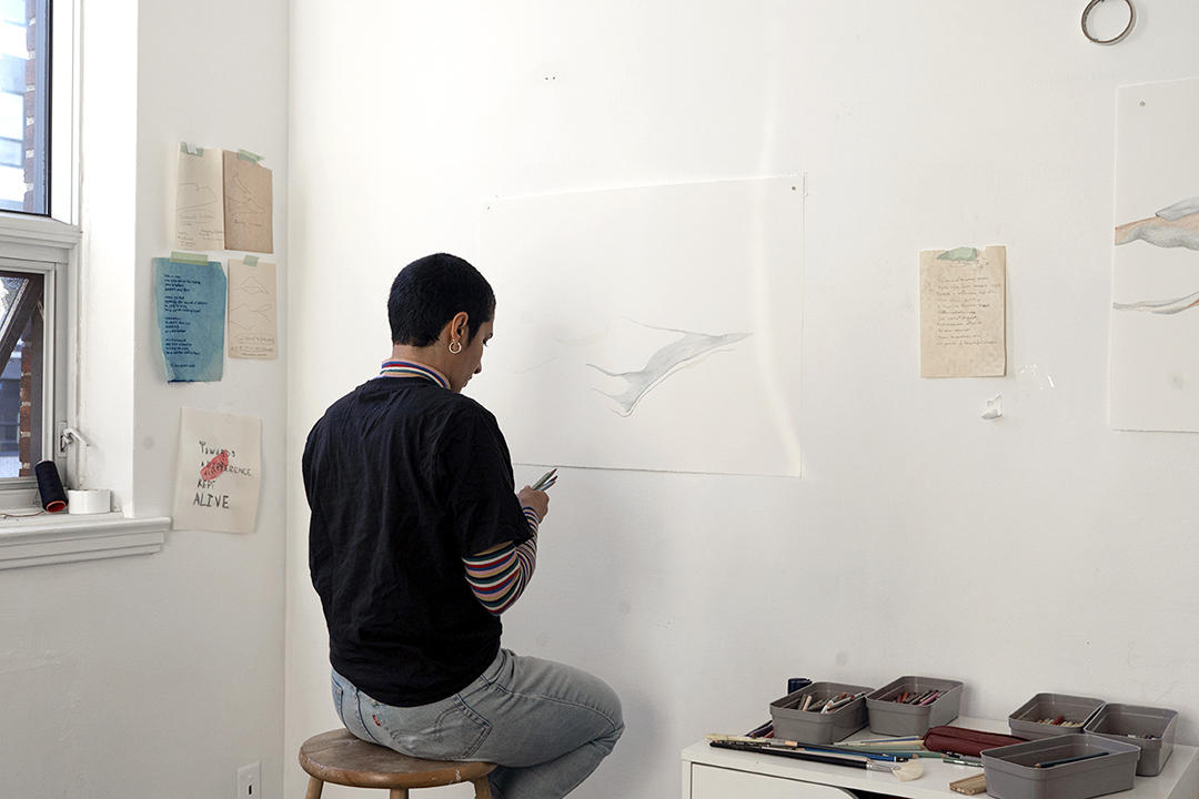 Florencia Sosa Rey (2024) Florencia Sosa Rey, On Horizon and (un)Belonging, studio de l'artiste (2024) // artist's studio (2022). Image : courtoisie de l'artiste // courtesy of the artist.