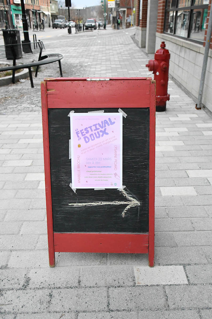 Ni un, ni deux, résidence en art social Tremplin 16-30 & ArtLab. Festival du Doux (2025). Anabelle Brochu & Lysanne Picard // Social art residency.